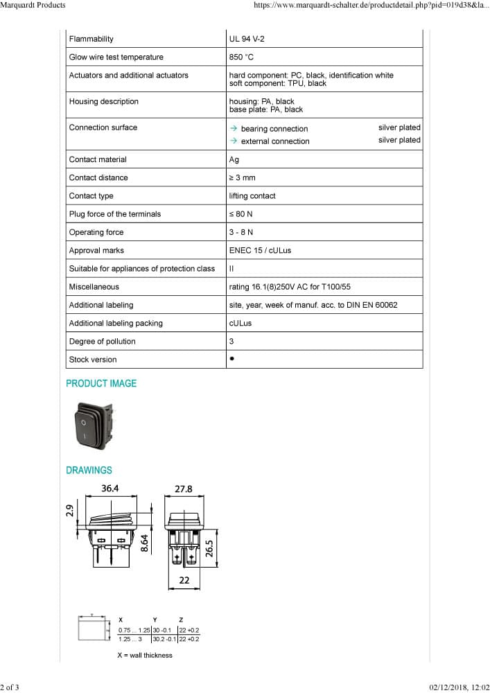 Marquardt Double Pole Rocker Switches - Series 1930