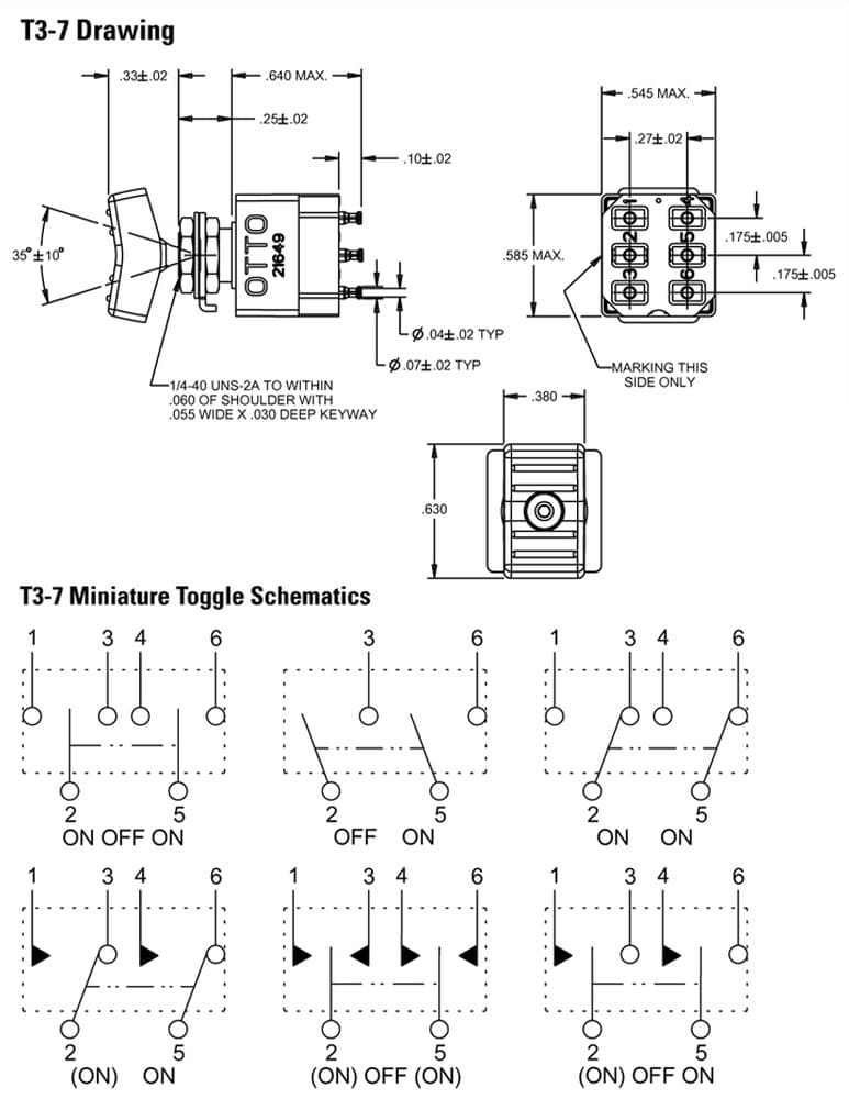 OTTO T3-7 Miniature Toggle with Rocker Button