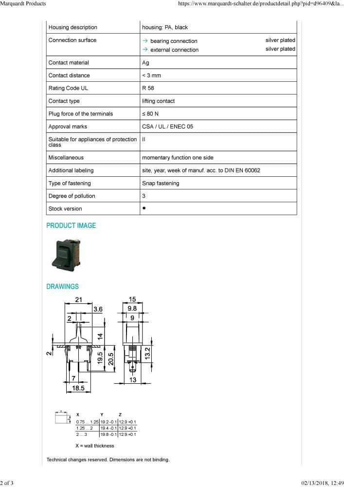 Marquardt Single and Double Pole Toggle Switch Series - 1810