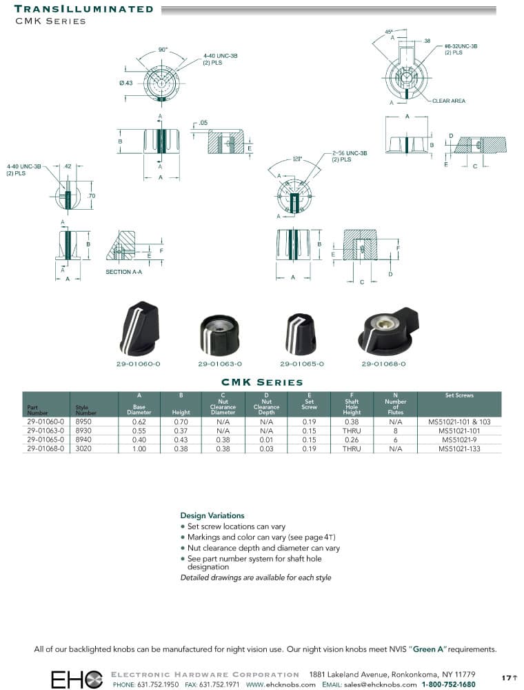 EHC Knobs - Control Knobs CMK Series