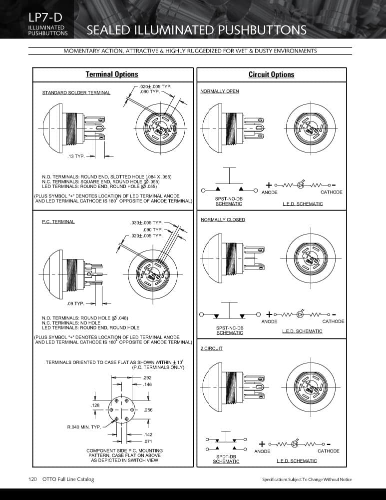 OTTO LP7-D Illuminated Pushbutton Switch Range