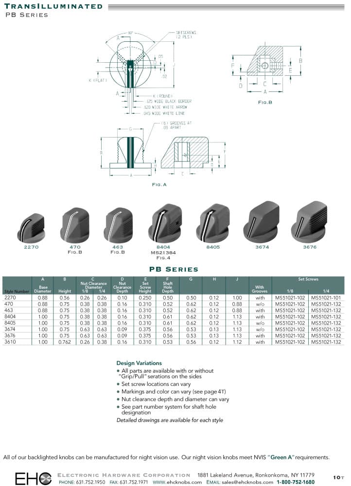 EHC Knobs - Control Knobs PB Series