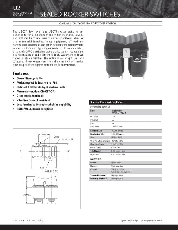 OTTO K5 Sealed Illuminated Rocker Switch Range