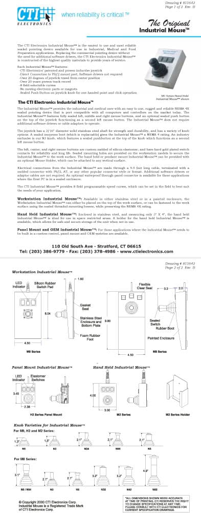 CTI OEM Industrial Mouse Pointer - F80X0 Series