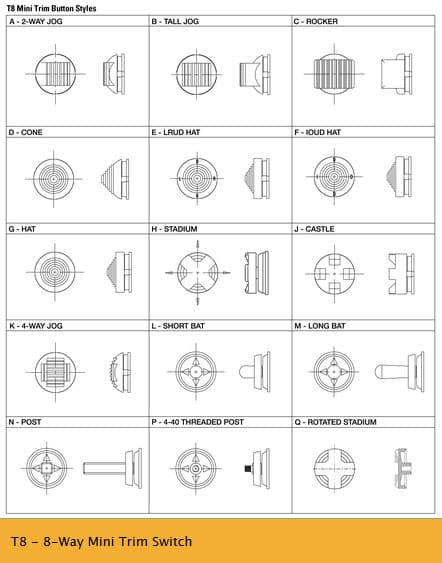 OTTO T8 8-Way Mini Trim Switch Range