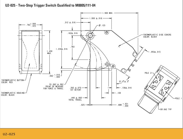 M8805/111-04, A 2 step OTTO Trigger Switch, with a width of 0