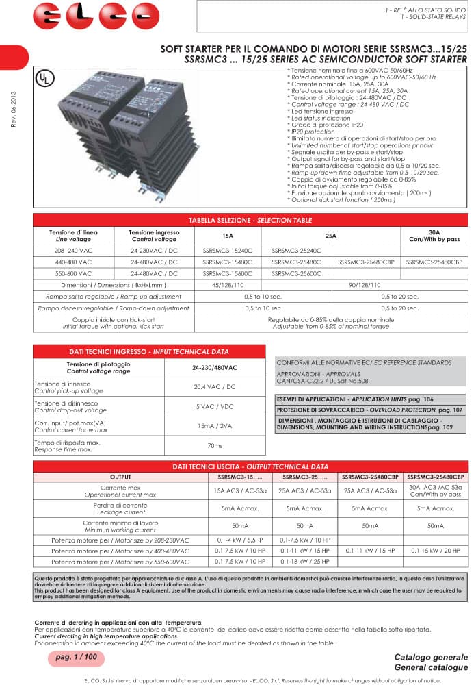 Elco AC Semiconductor - SSRSMC3 Series (Soft Starter)