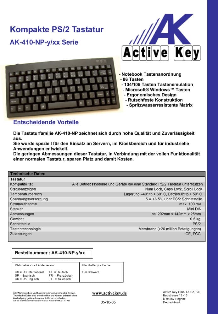 Active Key AK-410 Compact Mini Keyboard