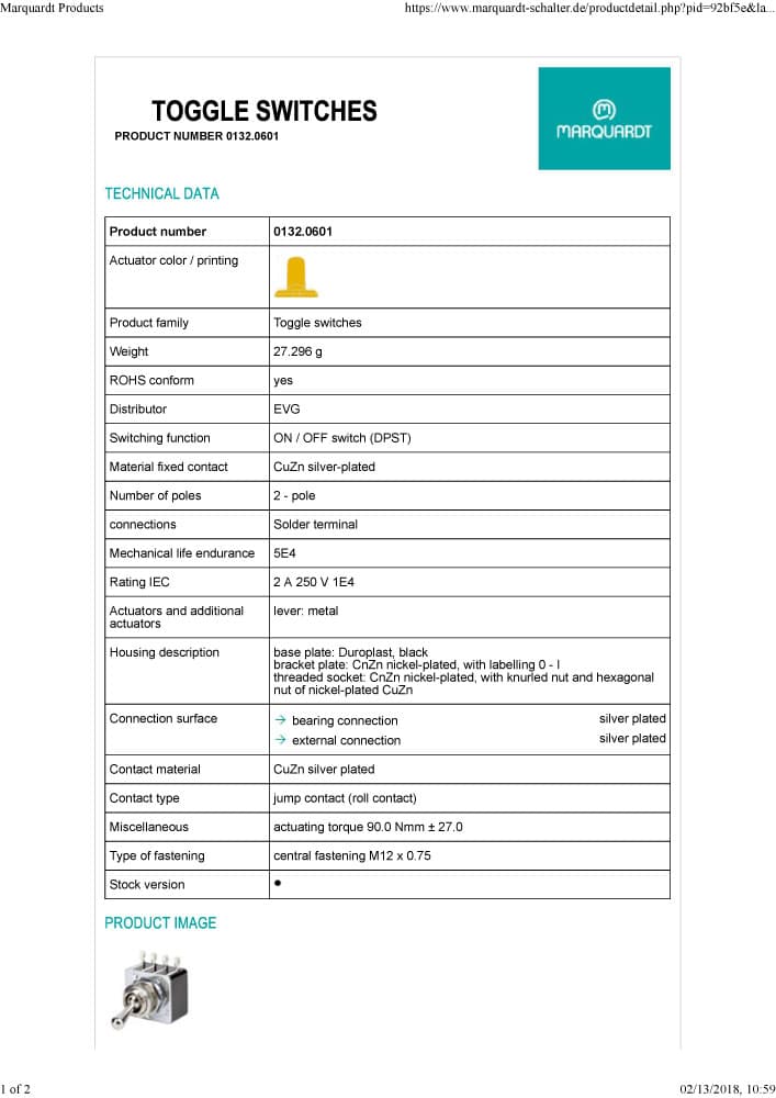 Marquardt Toggle Switch Series - 0100