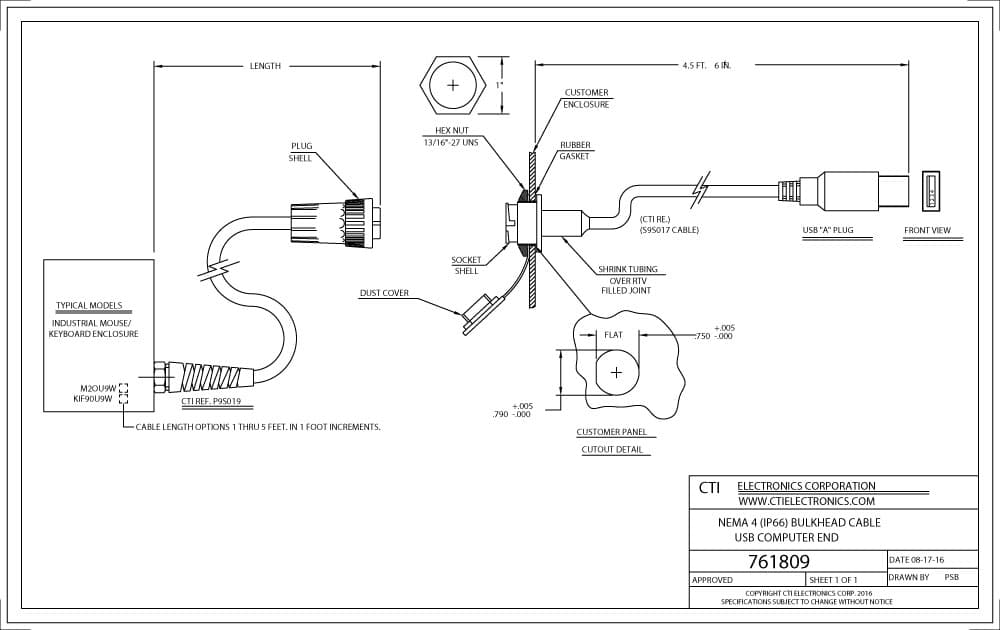 CTI Plug-n-Play Industrial Mouse Pointer - M20U1-NX Series