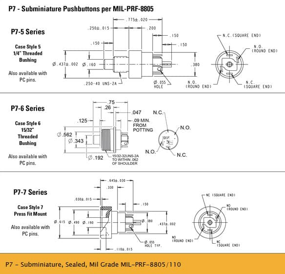 OTTO P7 Subminiature Pushbutton Switch Range