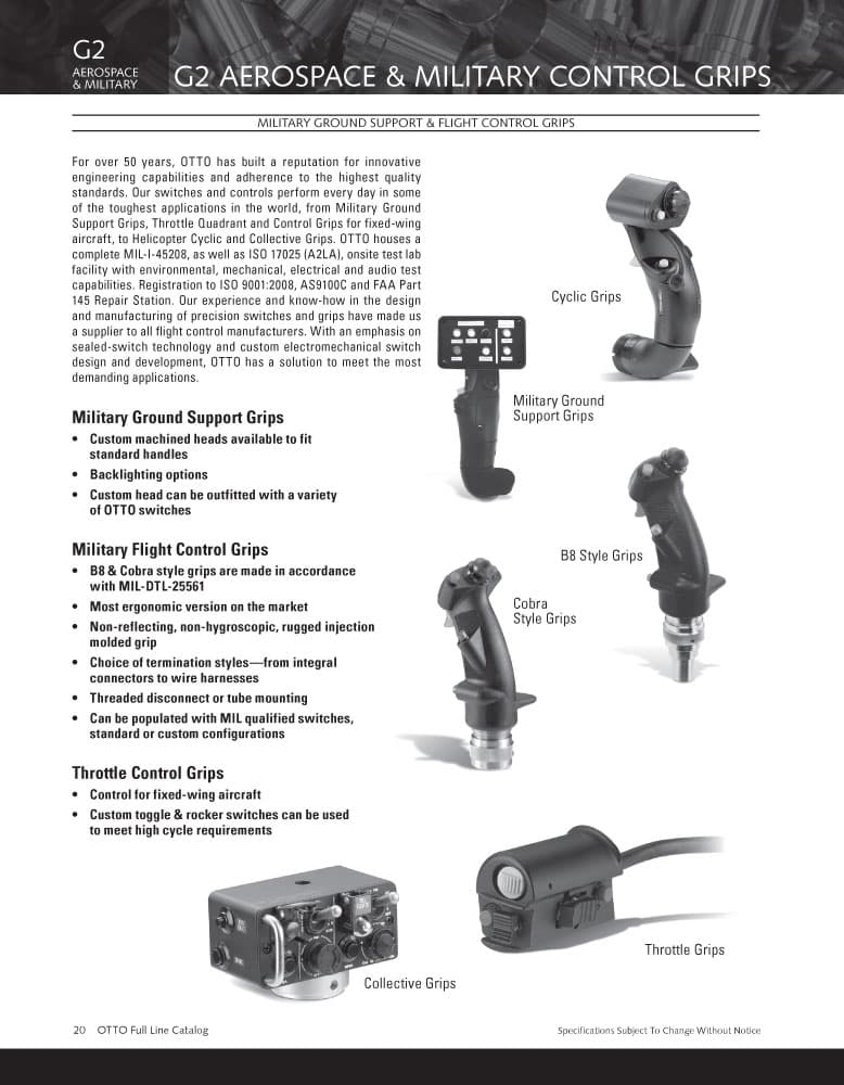 OTTO G2 Helicopter Cyclic & Collective Grip Range