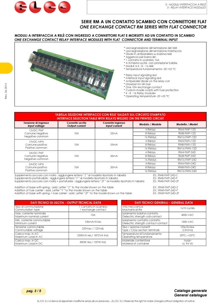Elco One Exchange Contact Electromechanical Relay with Flat Connector - RM Series