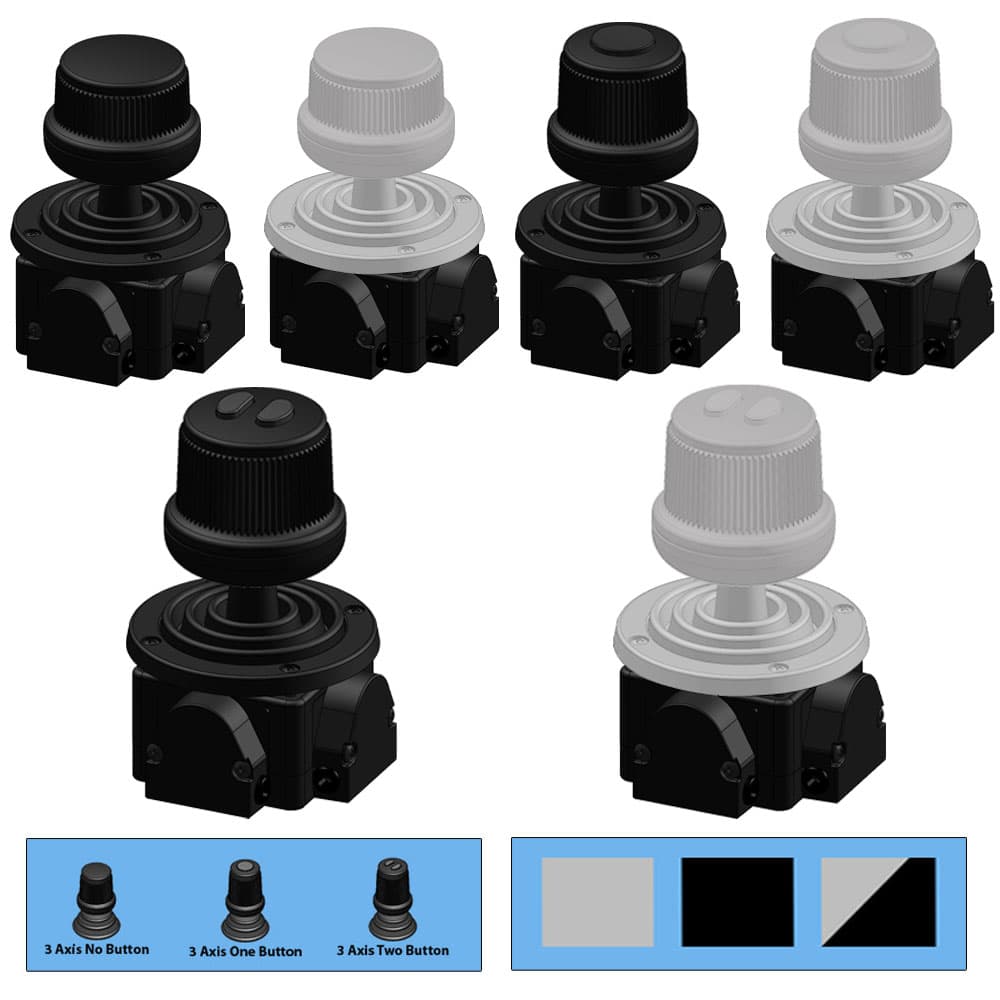 Ruffy MH Low Profile Z Fingertip Hall Effect Joystick 3 Axis Range