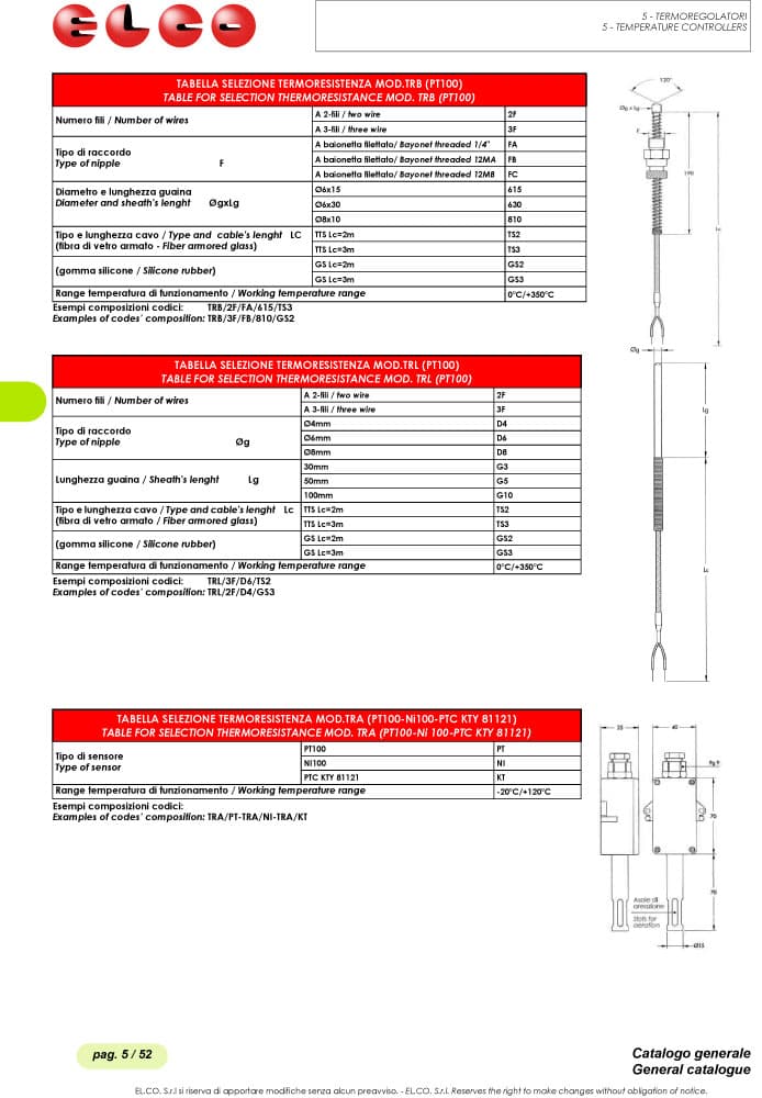 Elco Temperature Probe Range