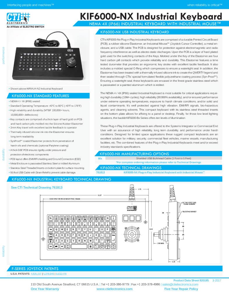 CTI Plug-n-Play Industrial Keyboard Range